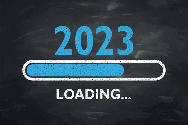 Loading New Year 2023 on Blackboard Background